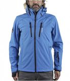 Peak Mountain Softshell jas met nepbont Casada Heren XXL Blauw Polyester