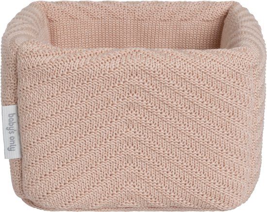 Baby's Only Gebreide commodemandje - Opbergmandje met visgraatmotief - Commode organizer - Babykamer accessoires Grace - Blush