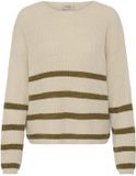 Fransa Vrouwentrui Eretta 11 Lange Mouw Ronde Hals Wol Gestreept Oatmeal Mel. W. Stripe L