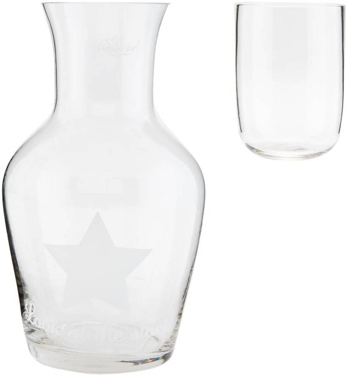 Clayre & Eef 6GL1555 - Fles met glas doorsnede /hoogte 6 x20 cm met ster motief Kleur transparant materaal: glas