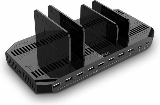 Lindy 73435 Oplader voor Mobiele Apparatuur, Smartphone, Tablet, Zwart, AC Snel Opladen, Binnen