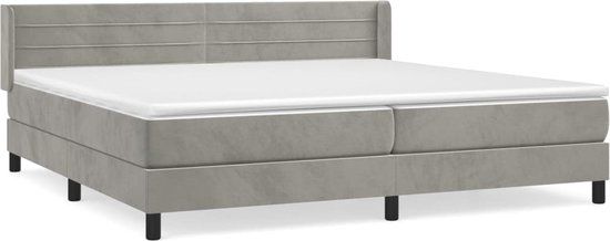 vidaXL Boxspring met matras fluweel lichtgrijs 200x200 cm