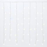 Elektronova Lichtgordijn met 216 leds, 5 m, wit licht, witte kabel, IP65, verlengbaar, flitseffect, met draden in afwisselende lengtes (3 tot 12 cm) voor een dynamisch effect, kerstslinger, winkels