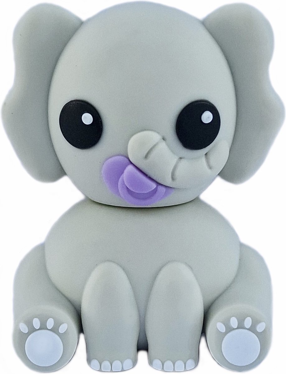 Ulticool USB-stick schattige olifant - Baby met Speen Lila Fiep - 8 GB Flash Drive - Memory Stick Data Opslag - Grijs