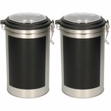 Merkloos / Sans marque Kesper Keuken Voorraadblik met Krijtbord Schrijfvlak - 2x - 11 x 19 cm - Zilver - 1.8 Liter - Luchtdicht