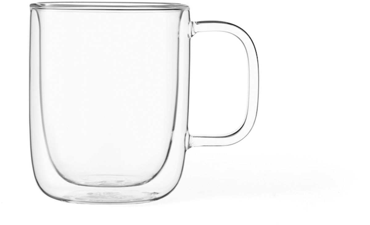 Viva Scandinavia Classic Koffie-/Theeglas - Dubbelwandig - Incl. Handvat - 400 ml - Set van 2 stuks - Transparant