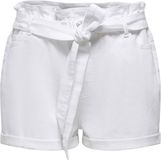 ONLY - ONLWAUW MID PAPERBAG BELT DNM - Meisjes - Bermuda shorts - S - White Denim