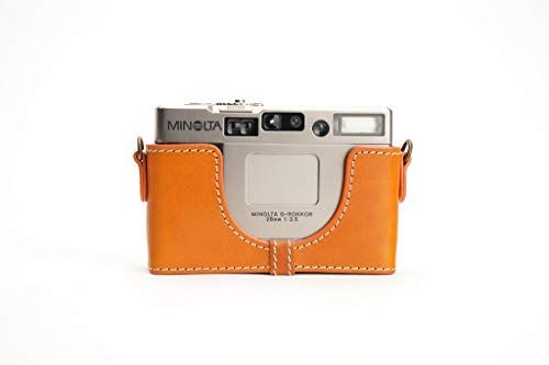 TP Original Handgemaakte echt lederen halve cameratas hoes voor Minolta TC-1, Sandy Brown