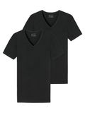 Schiesser Heren Shirt 1/2 - Zwart - 2 pack - V Hals - Maat XL