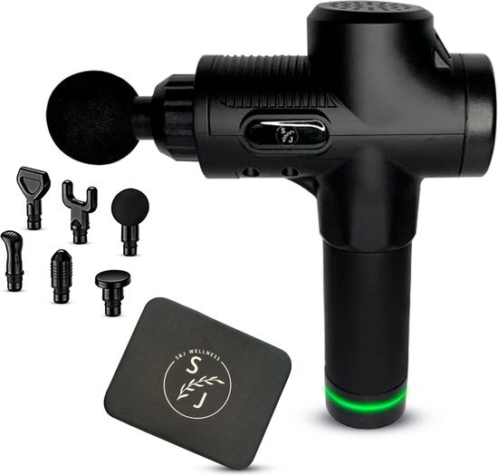 Professionele massage gun S&J Wellness - Massage Gun - Massage apparaat - Shiatsu massage - Brushless motor - 30 intensiteitniveaus - 6 opzetstukken - Zwart