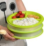 Set de 3 assiettes micro-ondes avec couvercle