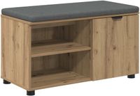 vidaXL Schoenbank met kussen Artisanaal eiken 80 x 38 x 46 cm