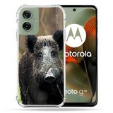 Cokitec Versterkte Hoes voor Motorola G55 5G Wild Zwijn Jacht Hout