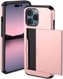 Selected by GSMpunt.nl Hoesje met Kaarthouder Slider Geschikt voor Apple iPhone 14 Pro | Pasjeshouder Achterkant | Kaarthouder voor twee á drie pasjes | Roze Goud