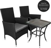 MonsterShop Jardi rattan bistroset - zwart - 2-zits - inclusief regenhoes