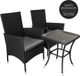 MonsterShop Jardi set de bistro en rotin - Noir - 2 places - Housse de pluie incluse