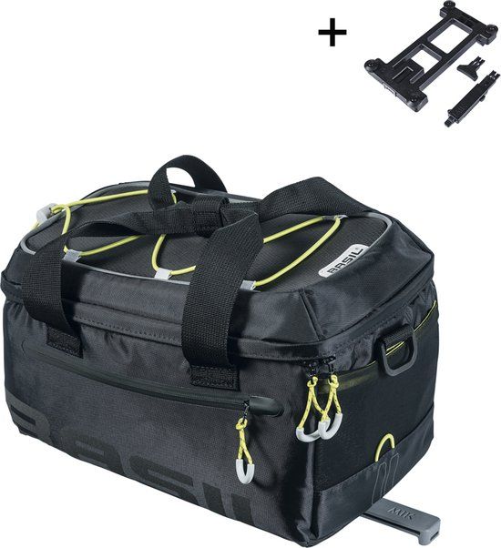 Basil Miles bagagedragertas MIK, 7L, black lime - 100% waterdicht - Polyester