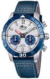 Lotus Heren 18811/1 Polshorloge Analoog Quartz Kalfsleer Zilverkleurig Blauw
