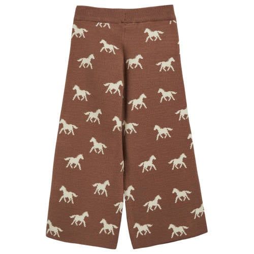 s.Oliver gebreide casual broek met print - donkerbruin