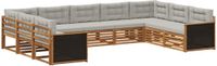 vidaXL - Hoek loungeset - 9 zitplaatsen - Naturel en lichtgrijs - Massief Acacia Hout