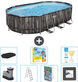 Bestway Ovaal Power Steel Zwembad - 610 x 366 x 122 cm - Grijs