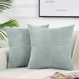 Merkloos / Sans marque Wan GmbH Set van Twee Luxe Corduroy Sierkussenslopen voor Diverse Binnenruimtes in Groen