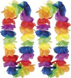Boland Guirlande de fleurs/couronne hawaïenne - 4x - avec grandes fleurs - couleurs tropicales
