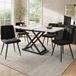 Fortuna Lai Eetgroep (5-delig), Uitschuifbare eettafelset voor 4 personen, eettafel 160×80×75 cm met 4 eetkamerstoelen, eetkamerstoelen van zwart fluweel, eettafel met witte marmerlook