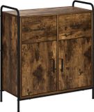 vidaXL Dressoir Gerookt eiken 97 x 33 x 81 cm Bewerkt hout