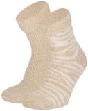 Apollo Dames bedsokken/huissokken - 2-pak - beige/wit - maat 36-41