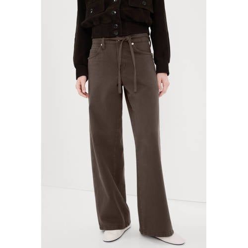 Mango low waist wide leg jeans brown