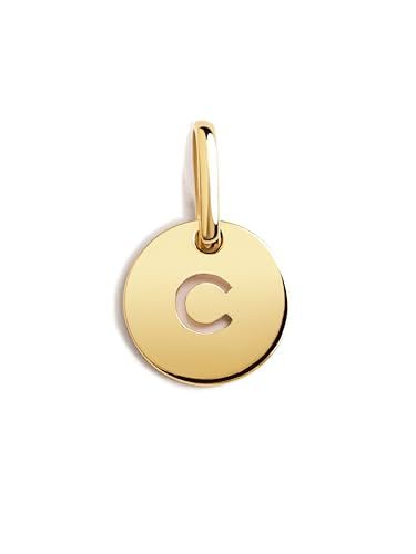 SINGULARU - Mini Medallion Letter Gold - Gold Plated Sterling Silver Pendant - Letter A-Z - Charm for Necklace - Women's Jewelry
