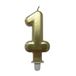 Homéa Birthday Candle Number 1 with Plastic Holder, H 7.5 cm, Gold-colored