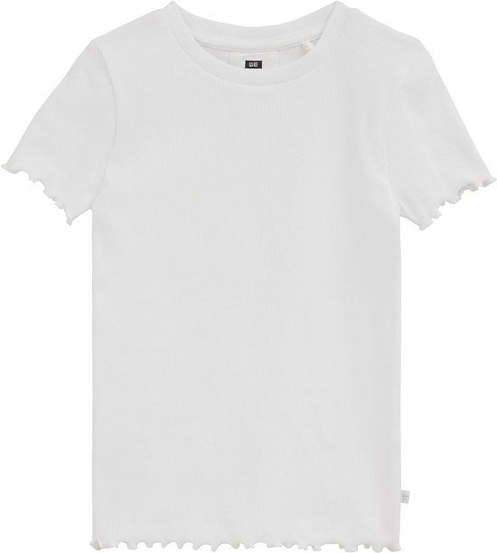 WE Fashion Meisjes slim fit T-shirt met ribstructuur