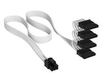 CORSAIR Elite Premium Type 4 Individueel Omhulde SATA (4 connectoren) PSU-Kabel – Drievoudige mesh paracord-omhulling, compatibel met Corsair Type 4 PSU's – Wit