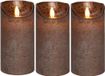 Anna's Collection Led kaars/stompkaars - 3x - brons - H15 x D7,5 cm - wax - bewegende vlam