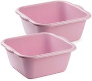 Plasticforte teiltje/afwasbak - Set van 2 stuks - Vierkant - Kunststof - 10 liter - Oud roze