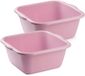 Plasticforte teiltje/afwasbak - Set van 2 stuks - Vierkant - Kunststof - 10 liter - Oud roze