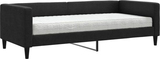 vidaXL Slaapbank met Matras 90x200 cm Stof Zwart