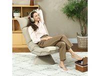 HOMCOM Chaise de sol pivotante à 360°, fauteuil pliable en velours avec dossier réglable 5 positions, 70x62x95cm, beige