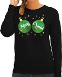 Bellatio Decorations Shoppartners Bv Foute kersttrui / sweater zwart met groene Merry Xmas borsten voor dames - kerstkleding / christmas outfit M