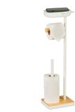 Merkloos Relaxdays Wc rolhouder staand - 68 cm - met reserverolhouder - plankje - wit