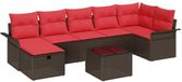 vidaXL Banc de jardin Marron et Rouge Poly rotin