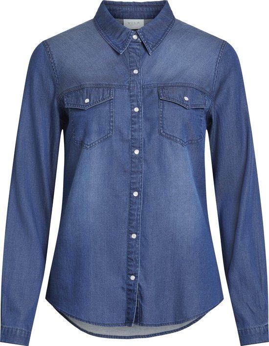 VILA VIBISTA DENIM SHIRTSU-NOOS - Donker blauw denim - M - Dames