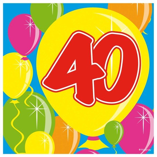 Folat 40 Jaar Servetten Balloons 25x25cm - 20 stuks