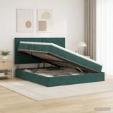 vidaXL LED-bed met matras, donkergroen, 140 x 200 cm, fluweel