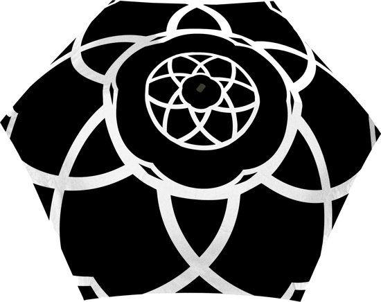 Smati Geometric Flower Paraplu - Zwart - Wit - Ø97cm