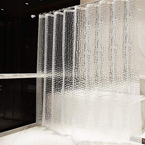 OTraki Douchegordijn 240 x 200 cm 3D Semi-transparant Badgordijn EVA Waterdicht Anti Schimmel Badkamergordijn met 16 Douchegordijn Haken Wasbaar Shower Curtain voor Badkamer Badkuip
