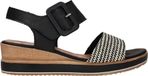 Remonte Dames Sandalen met Sleehak Zwart Maat 37