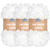 JubileeYarn Fun Finger Loops Garen - Polyester Jumbo Gewicht Loop Garen - 100g/Skein - Wit - 3 Strengen